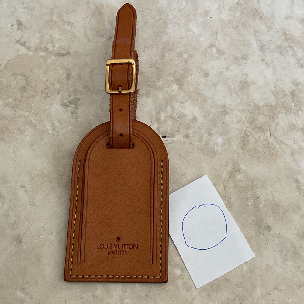 Louis Vuitton Tan/Brown Leather Luggage Tag with Gold Buckle